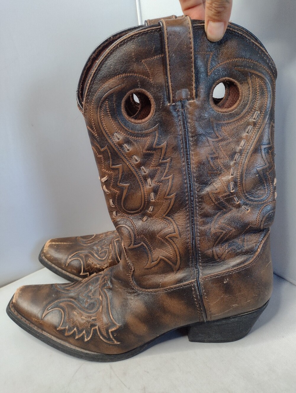 Durango Gambler Mens Size 9.5 D Brown Leather Cowboy Western 12” Boots